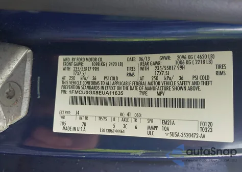 2014 Ford Escape Se из США, поврежденный, VIN 1FMCU0GX8EUA11635